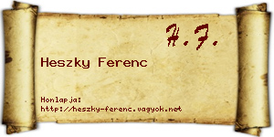 Heszky Ferenc névjegykártya